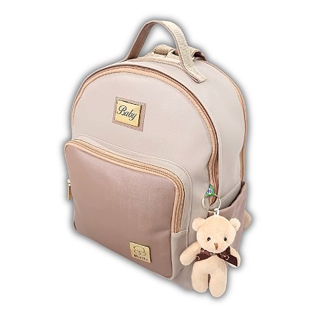 Mochila Maternidade Coffee Miellu Personalizada + Ursinho
