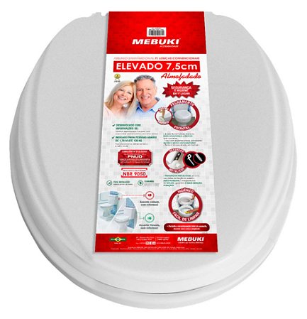 Assento Sanitário Almofadado Elevado 7,5cm