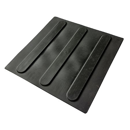 Kit 10 pç - Piso Tátil Direcional Preto PVC/Borracha 25x25cm