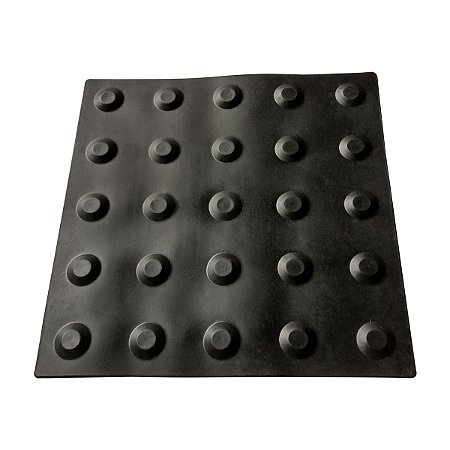 Kit 10 pç - Piso Tátil Alerta Preto PVC/Borracha 25x25cm