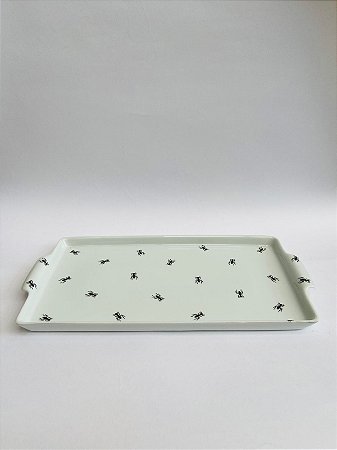 Bandeja retangular em porcelana formigas