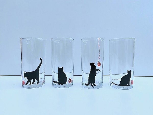 Conjunto de 4 copos 300ml  Gatos