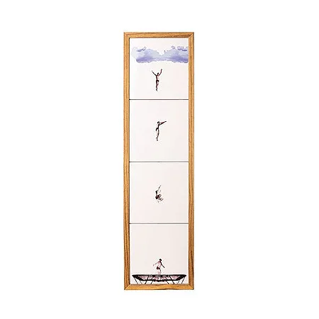 Painel de azulejos Cama Elástica Moldura Madeira