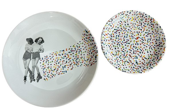 Conjunto de 2 Pratos - Meninas Patins Confetti