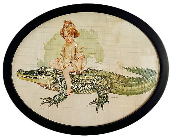 Gravura Oval - Menina Jacaré