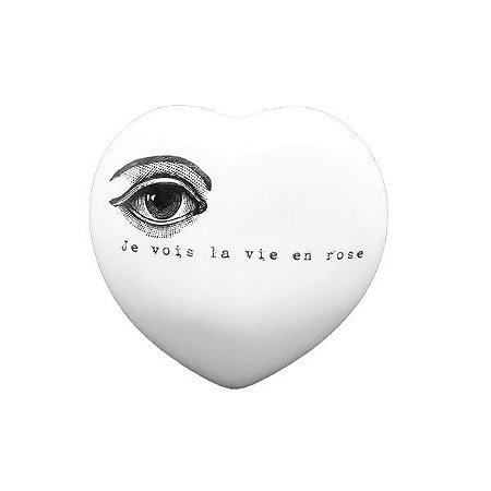 Coração G em Porcelana - Je vois la vie en rose.