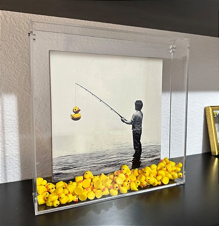 Quadro em Acrilico com azulejo Pescador de patos