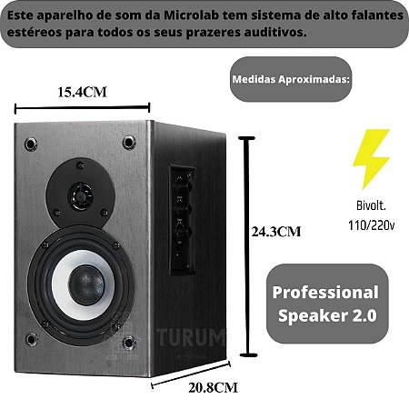 Caixa de Som Microlab B72 24w Rms Monitor de Áudio Madeira 2 Rca