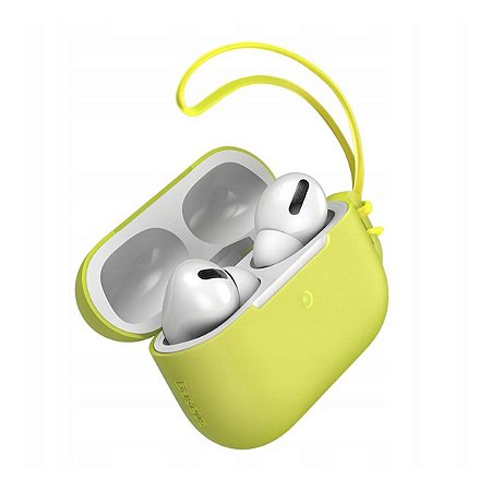 Capa Protetora Para Airpods Pro 1 e 2 Baseus Com Cordão Amarelo Limão