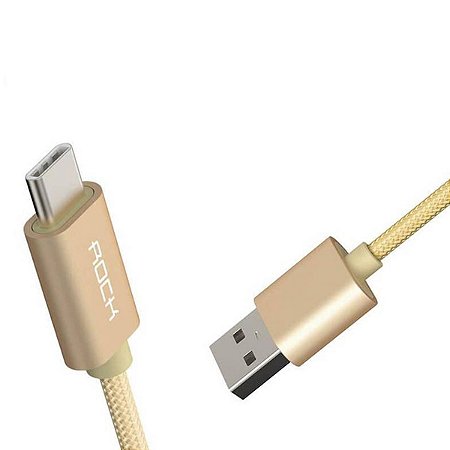 Cabo Usb C Carregador E Dados 200CM Rock Space Dourado