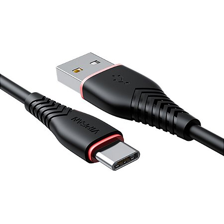 Cabo USB Tipo-C Vfan X01 Anti-Break Fast Charging 1 Metro Preto