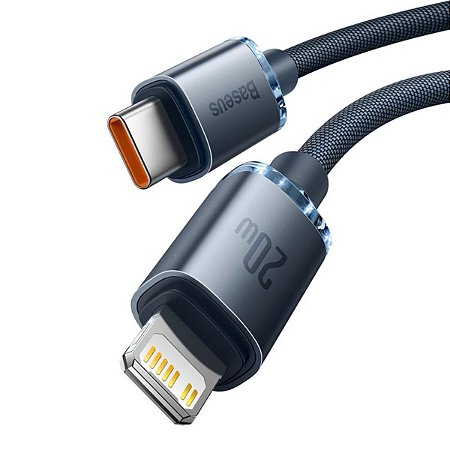 Cabo USB-C para Lightning Baseus Crystal Shine Series Fast Charging 20W 2m Preto