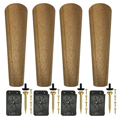 Kit 4 Pés De 25 Cm Cônico Retrô Para Móveis Pé Palito