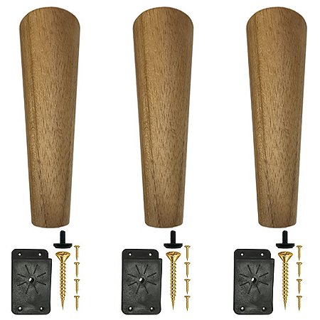 Kit 3 Pés De 25 Cm Cônico Retrô Para Móveis Pé Palito