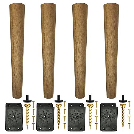 Kit 4 Pés De 45 Cm Cônico Retrô Para Móveis Pé Palito
