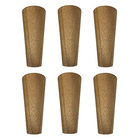 Kit 6 Pés De 20 Cm Cônico Retrô Para Móveis Pé Palito
