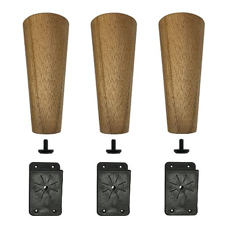 Kit 3 Pés De 10 Cm Cônico Retrô Para Móveis Pé Palito
