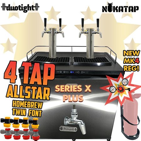 Kegerator Kegland Series X Plus 4 Tap Allstar SS Nukatap Homebrew Draught Pack SKU KB09169