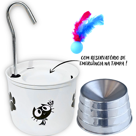 Kit Fonte para Gato + Comedouro - Colors Branco