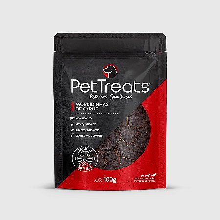 Petisco Natural Para Cães Mordidinhas de Carne 100g PetTreats
