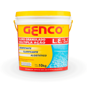 Cloro GENCO 10 kg - Múltipla Ação 3 em 1 - Granulado