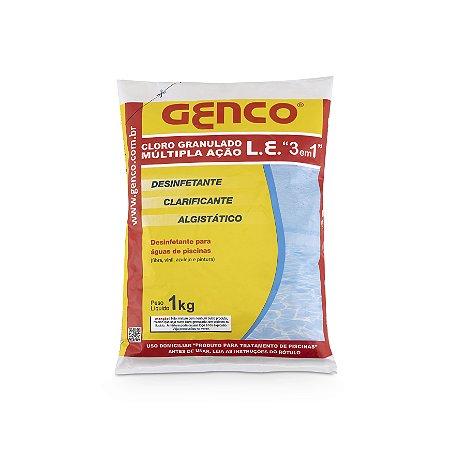 Cloro GENCO 1 kg - Múltipla Ação 3 em 1 - Granulado