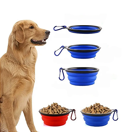 Pote Tigela Pet Portátil Comedouro E Bebedouro De Silicone 350 ml