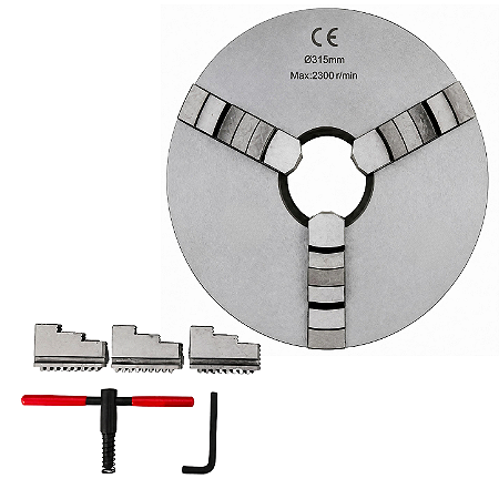 Placa para Torno 3 Castanhas Universais 315mm Ferro Fundido (Castanhas Internas e Externas) - KING TOOLS