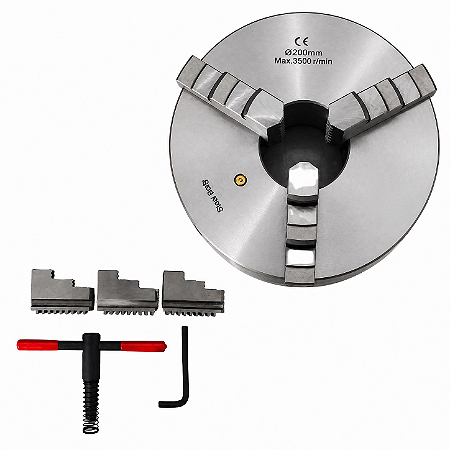 Placa para Torno 3 Castanhas Universais 200mm Aço (Castanhas Internas e Externas) - KING TOOLS