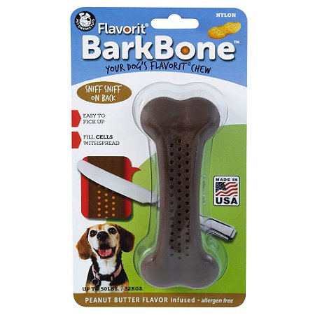Brinquedo Mordedor Cães Pet Qwerks Bark Bone Peanut Butter M