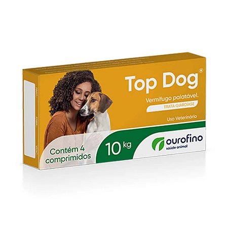 Vermífugo Top Dog para cães de até 10 Kg - 4 Comprimidos