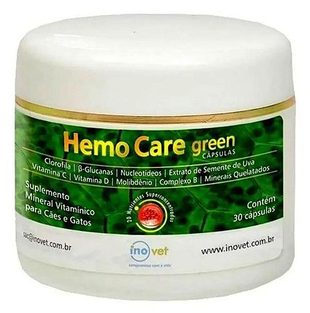 Suplemento Vitamínico Hemo Care Green Inovet 30 cápsulas