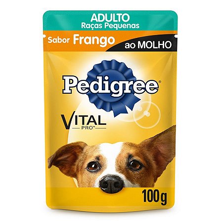 Ração Úmida Pedigree Sachê Vital Pro para Cães Adultos de Raças Pequenas Sabor Frango ao Molho - 100g