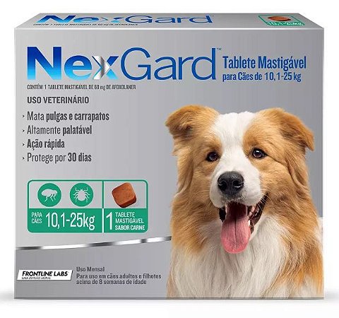 Antipulgas e Carrapatos Merial Nexgard para Cães de 10 a 25 kg