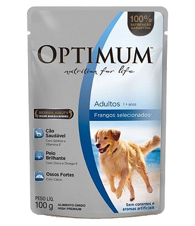 Ração Umida Optimum Sachê para Cães Adultos Sabor Frango - 100g