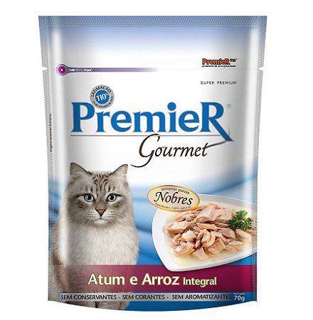 Ração Úmida Premier Gourmet Para Gatos sabor Atum e Arroz integral 70g