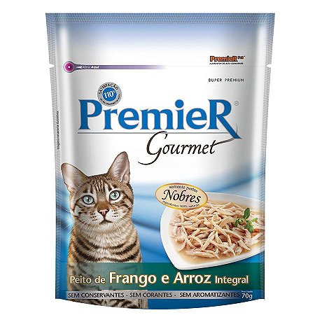 Ração Úmida Premier Gourmet Para Gatos sabor Peito de Frango e Arroz integral 70g