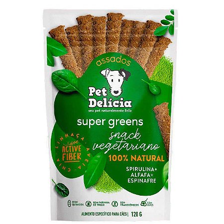 Snack Vegetariano Pet Delícia Super Greens Spirulina + Alfafa + Espinafre - 120g
