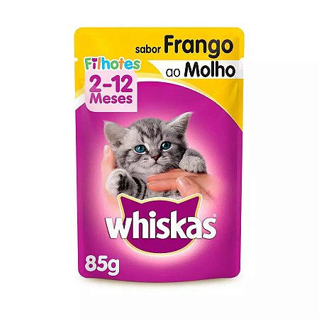 Ração Úmida Whiskas Sachê para Gatos Filhotes Sabor Frango ao Molho - 85g
