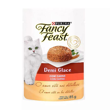 Ração Úmida Fancy Feast Demi Glace para Gatos Sabor Carne 85g