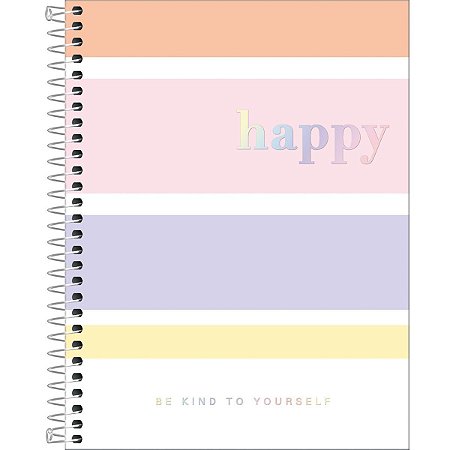 Caderno Happy Folhas Pautadas e Coloridas