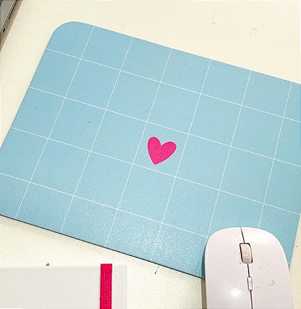 Mouse Pad Coração Grid Azul