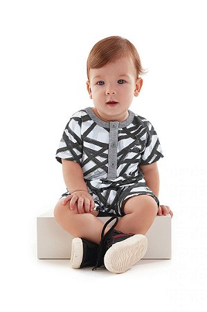 Macaquinho Malha Infantil Preto e Branco Up Baby 43476