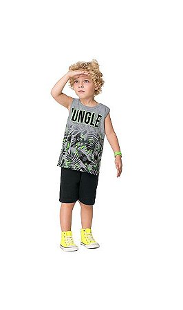 Conj Regata e Short Moletinho Infantil Jungle Kyly 111212