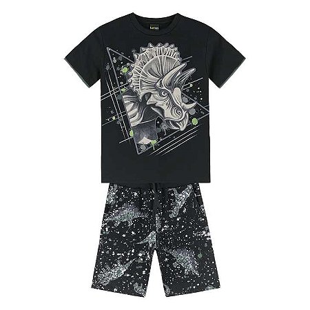 Conj Infantil Camiseta e Short Moletinho Dinossauro Lemon 81166