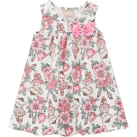 Vestido Infantil Floral Rosa Milon 13344