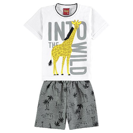 Conjunto Infantil Camiseta + Short Moletinho Girafa Kyly 111198