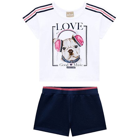 Conjunto Infantil Short Moletinho + Blusa Cachorro Milon 13396