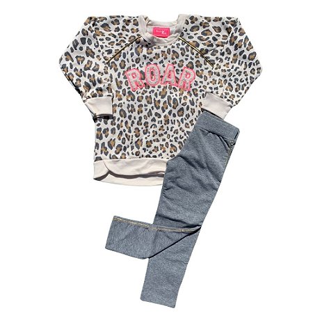 Conj Infantil Blusa Moletom + Legging Molecotton Oncinha - Serelepe 6319