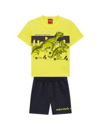 Conj Infantil Camiseta + Short Moletinho Dinossauro - Kyly 111561